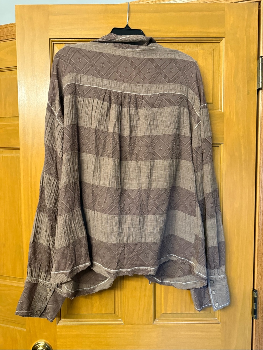Free People Brown Striped Button-Down Tie-Front Shirt - Picture 6 of 6